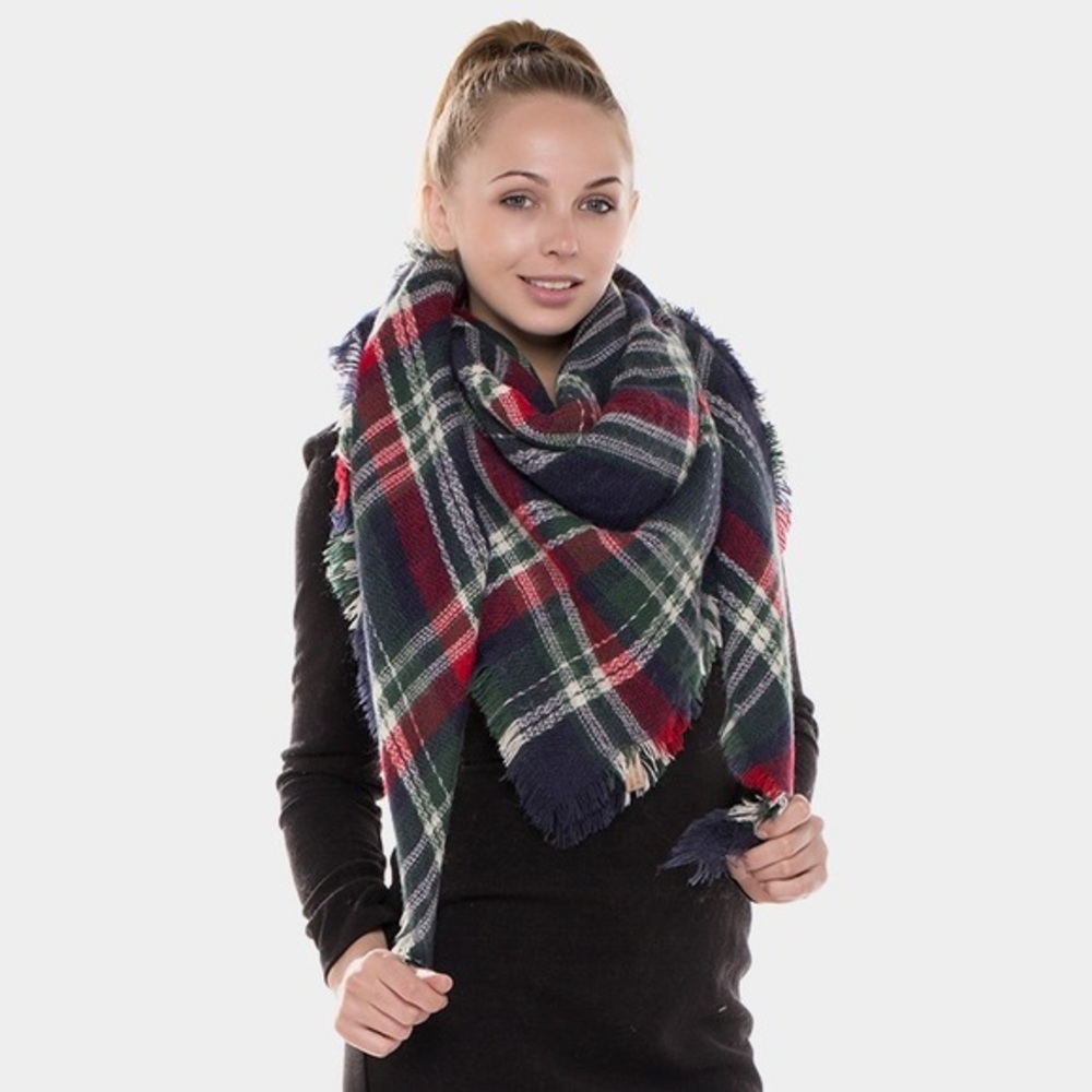 Color plaid blanket scarf